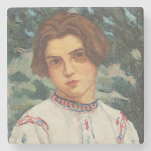 Romanian Peasant Woman (by Stefan Dimitrescu) Stone Coaster
