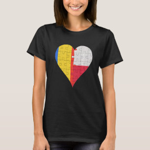 Romanian Polish Flag Heart   T-Shirt