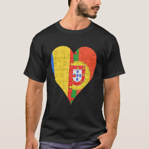Romanian Portuguese Flag Heart T-Shirt