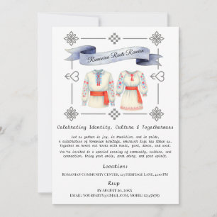 Romanian Roots Folk Costume Traditional Attire Invitation
