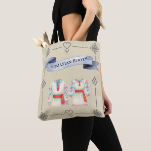 Romanian Roots Folk Costume Traditional Attire Tote Bag