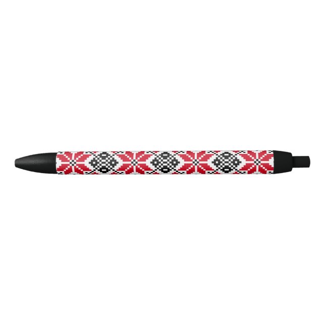 Romanian Traditional Motif "The Stars" Black Ink Pen (Front)