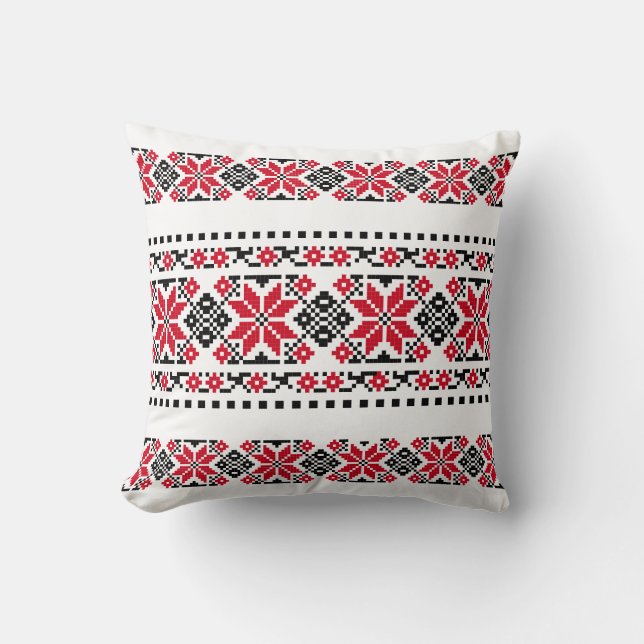 Romanian Traditional Motif "The Stars" Cushion (Front)