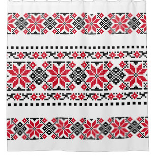 Romanian Traditional Motif "The Stars" Shower Curtain