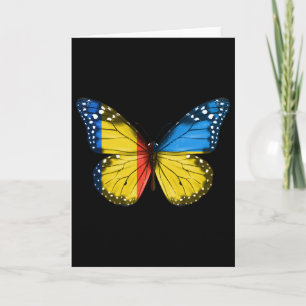 Romanian Ukrainian Flag Butterfly Romania Ukraine Card