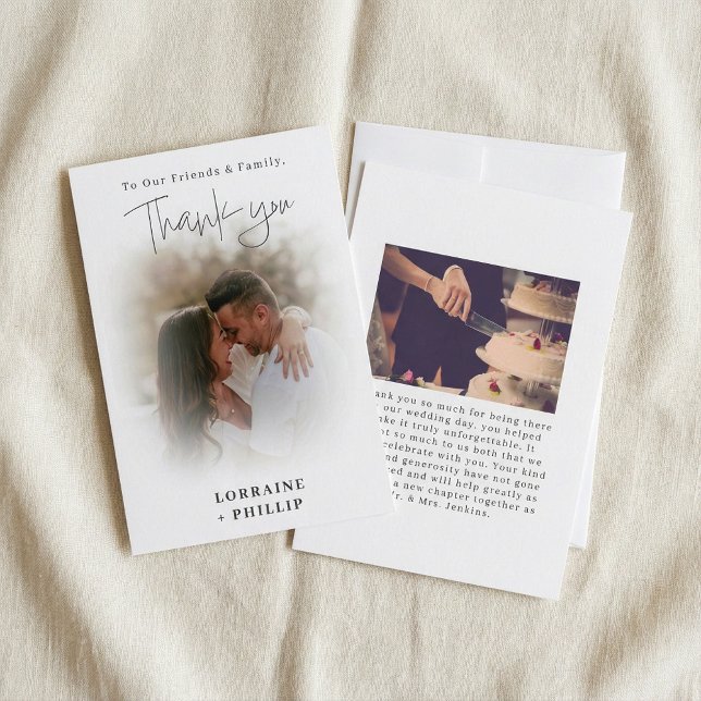 Romanic couple photo gradient effect wedding thank you card (Romanic couple photo gradient effect wedding thank you card.)