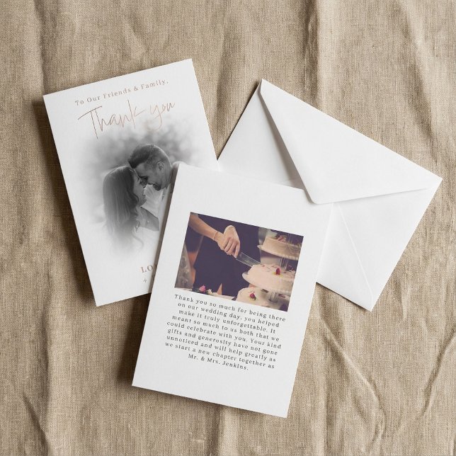 Romanic photo gradient wedding thank you card (Romanic photo gradient wedding thank you card.)