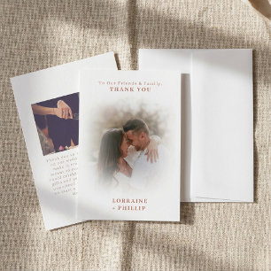 Romanic photo subtle gradient effect wedding thank you card
