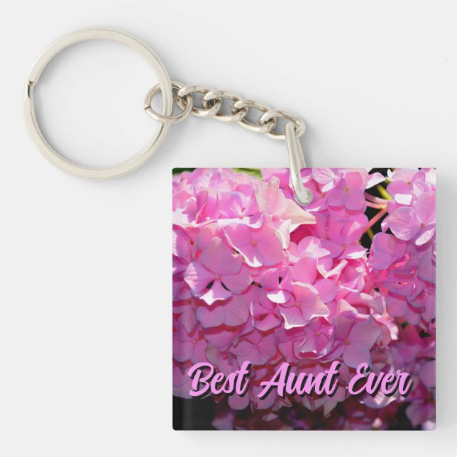 Romanic purple Hydrangeas pink purple flowers Aunt Key Ring (Front)