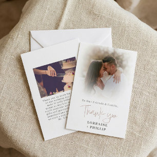 Romanic script photo gradient effect wedding thank you card