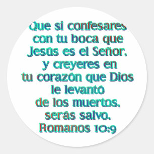 Romanos 10:9 classic round sticker