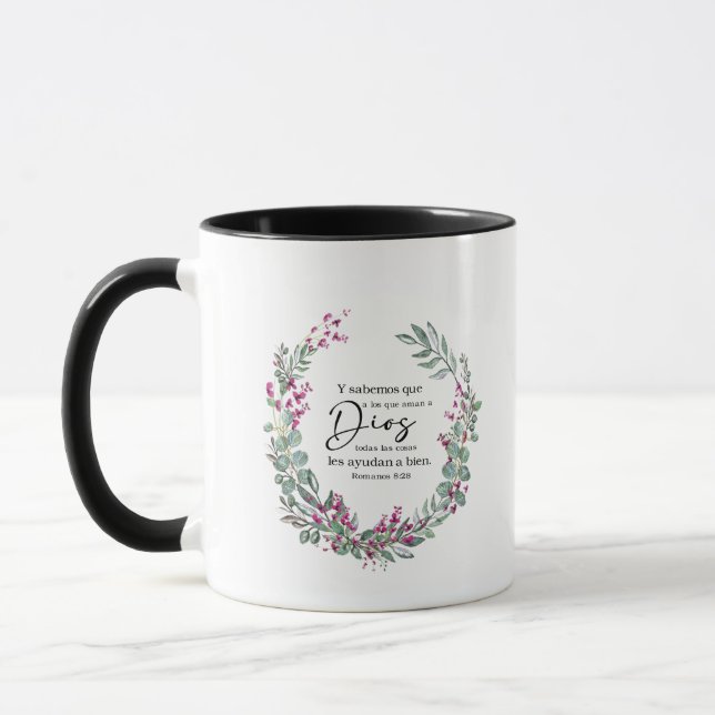 Romanos 8, spanish bible verse mug (Left)