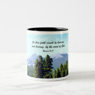 Romans 10:17 Two-Tone coffee mug