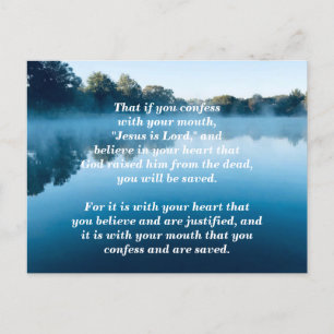 Romans 10:9 Jesus is Lord Bible Verse Postcard