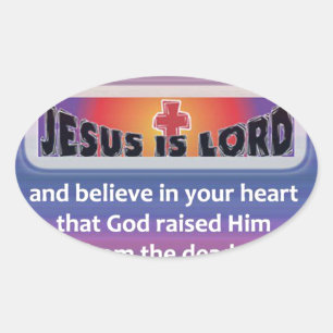 Romans 10:9 oval sticker