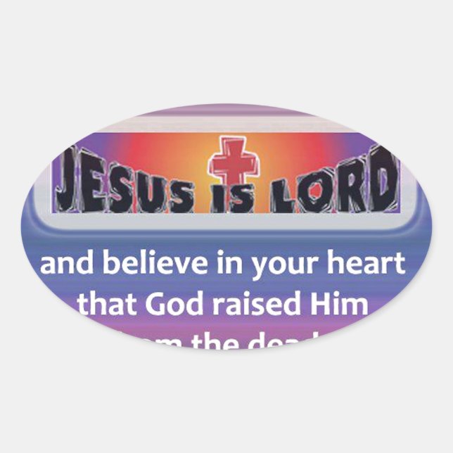 Romans 10:9 oval sticker (Front)
