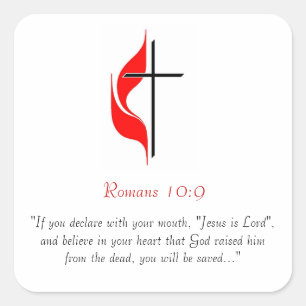 Romans 10:9 square sticker