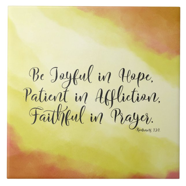Romans 12:12 Be Joyful in Hope Christian Bible Tile (Front)