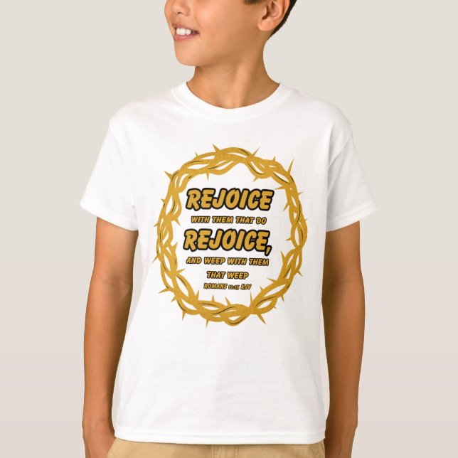 Romans 12:15 KJV Bible Scripture Verse Boy's T-Shirt (Front)