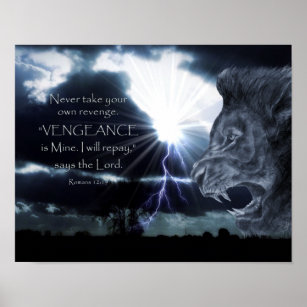 Romans 12:19 VENGEANCE   Lion and Lightning Poster