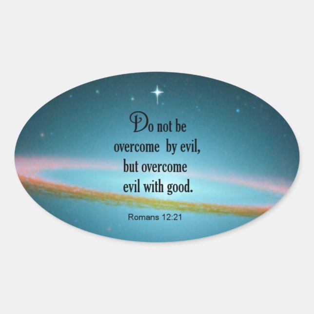 Romans 12:21 oval sticker (Front)