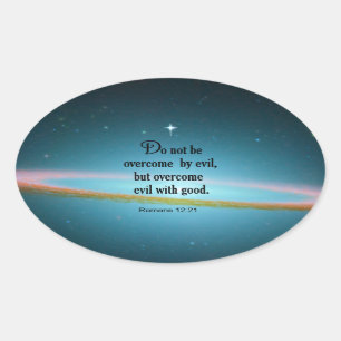 Romans 12:21 oval sticker