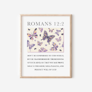 Romans 12:2 Christian Religious Butterfly Art Poster