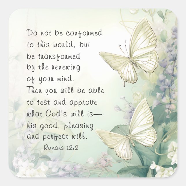 Romans 12:2 Do not Conform to this World Bible  Square Sticker (Front)