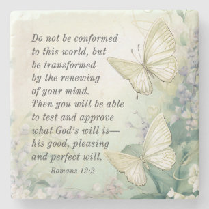 Romans 12:2 Do not Conform to this World Bible Stone Coaster