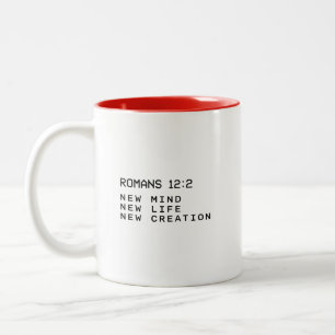 Romans 12:2 New Mind Life Creation Minimalist Two-Tone Coffee Mug
