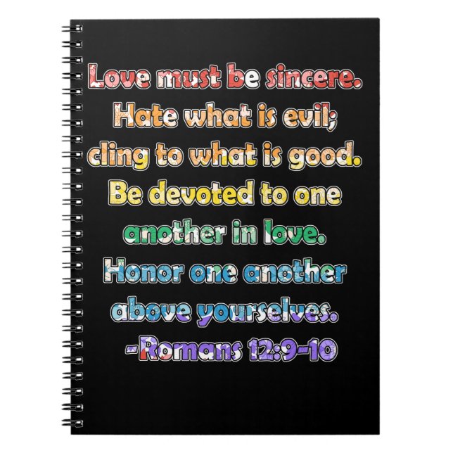 Romans 12:9-10 Bible Verse Notebook (Front)