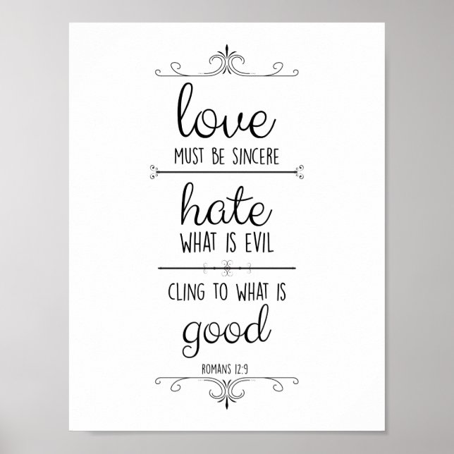 romans 12:9 love must be sincere christian poster (Front)