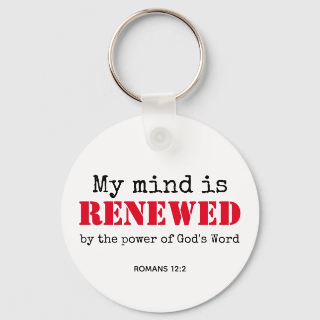 Romans 12v2 MIND RENEWED Christian Key Ring (Front)
