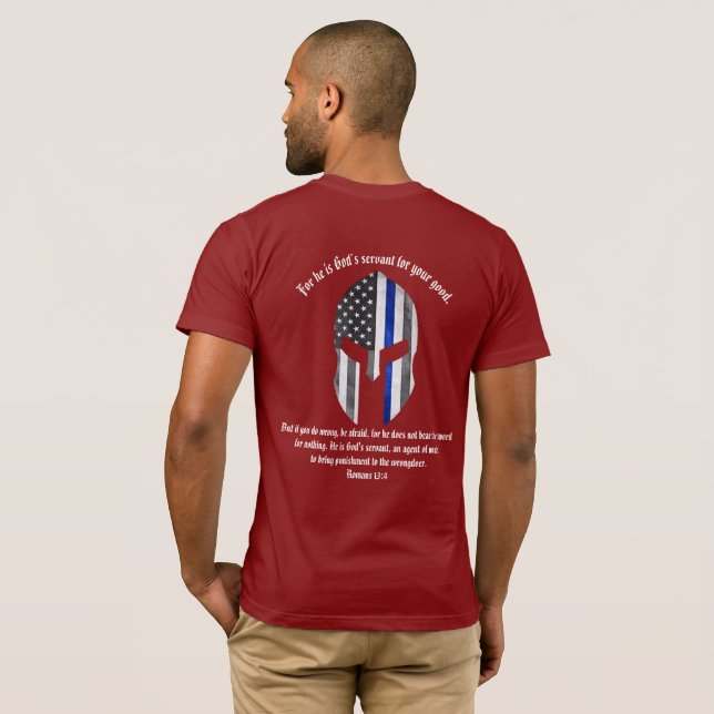 Romans 13:4 Thin Blue Line T-Shirt (Back Full)