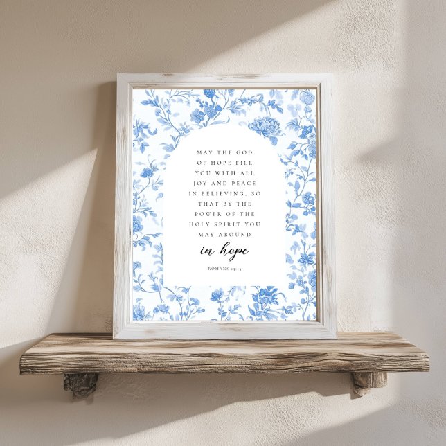 Romans 15:13 Arch Blue Toile de Jouy Bible Verse Poster (Creator Uploaded)