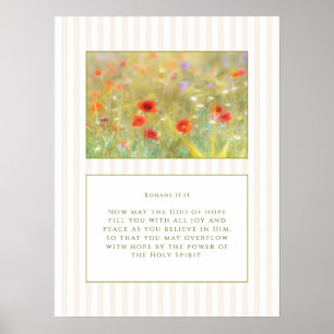 Romans 15:13 Bible Verse Cottage Poppy meadow Poster