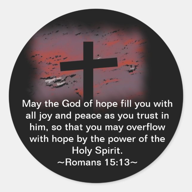 Romans 15:13 classic round sticker (Front)