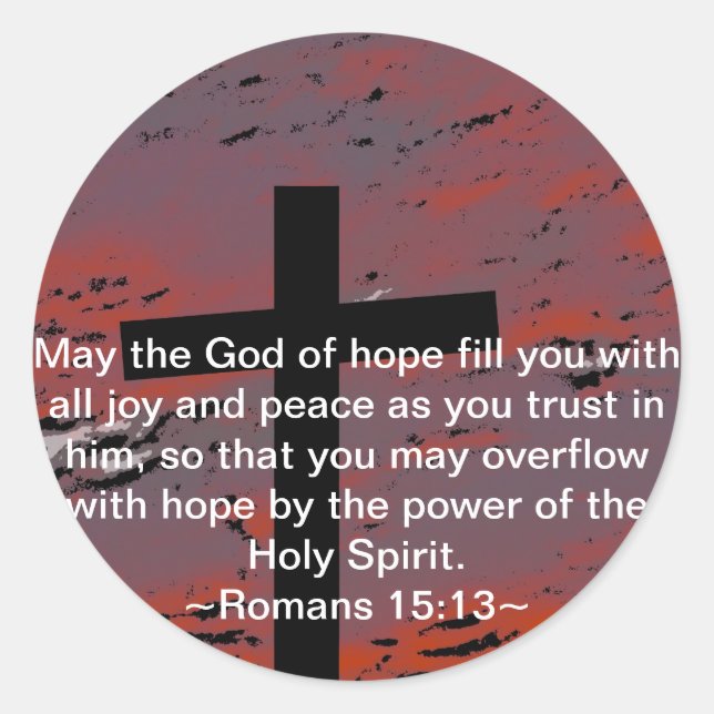 Romans 15:13 classic round sticker (Front)