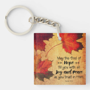 Romans 15:13 God of Hope Autumn Leaves Key Ring