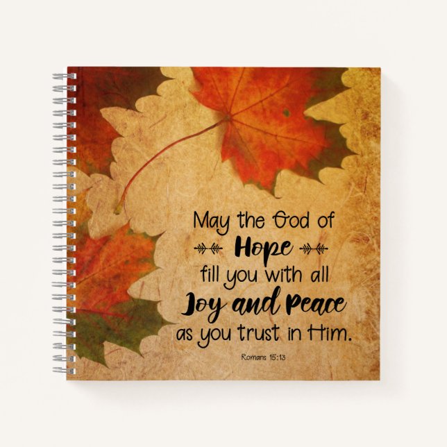 Romans 15:13 God of Hope Autumn Leaves Notebook (Front)