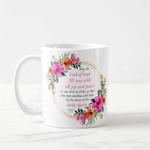 Romans 15:13 - God of Hope Bible Verse Floral Coffee Mug