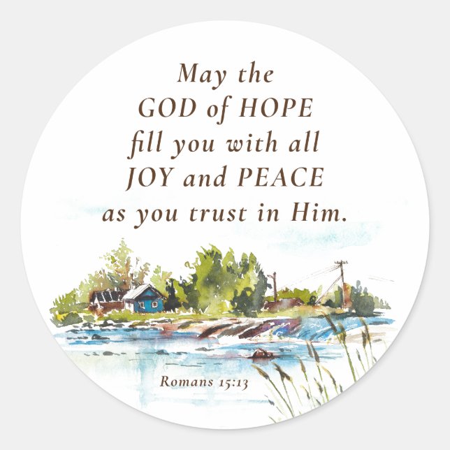 Romans 15:13 God of Hope Christian Bible Verse Classic Round Sticker (Front)