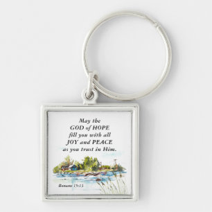 Romans 15:13 God of Hope Christian Bible Verse  Key Ring