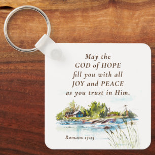 Romans 15:13 God of Hope Christian Bible Verse Key Ring