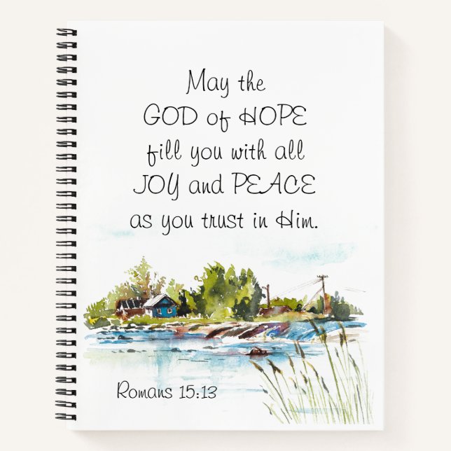 Romans 15:13 God of Hope Christian Bible Verse  Notebook (Front)