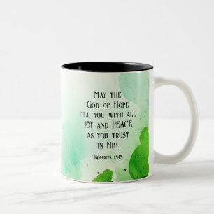 Romans 15:13 God of Hope Christian Bible Verse  Two-Tone Coffee Mug