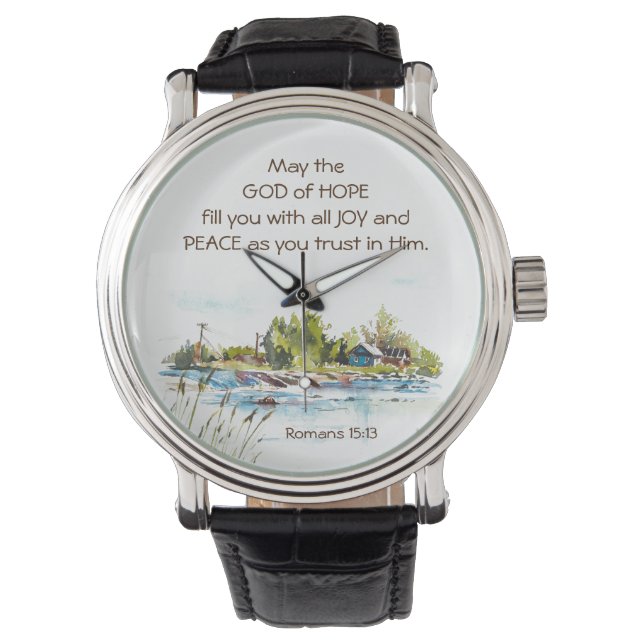 Romans 15:13 God of Hope Christian Bible Verse  Watch (Front)