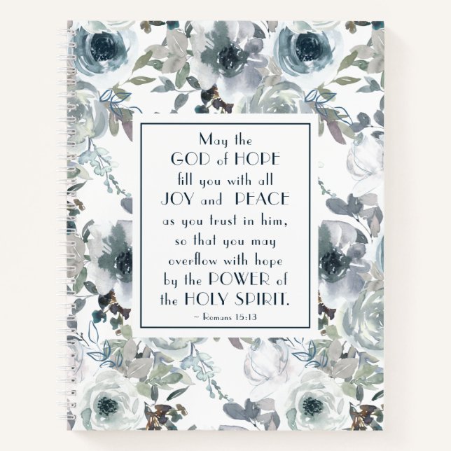 Romans 15:13 God of Hope, Floral Notebook (Front)