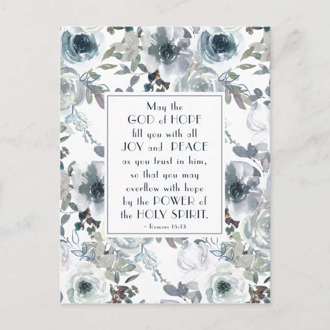 Romans 15:13 God of Hope, Floral Postcard (Front)