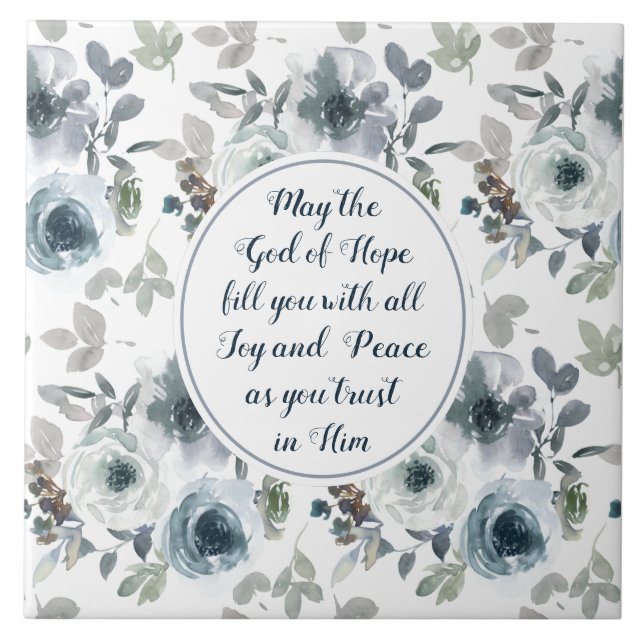 Romans 15:13 God of Hope, Floral Tile (Front)